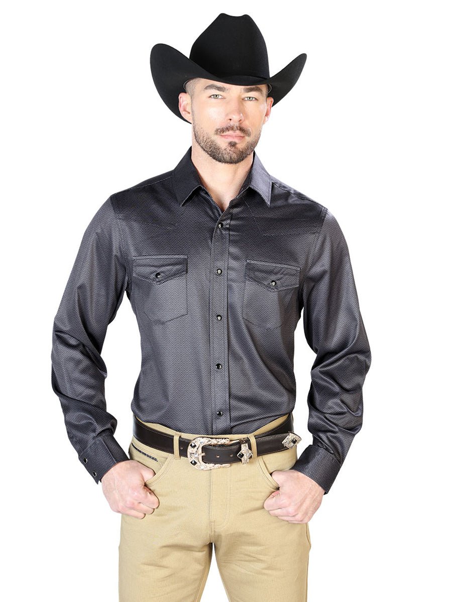 Black Casual Long Sleeve Shirt 43966 - BELLEZA'S - Black Casual Long Sleeve Shirt 43966 - Mens Shirt - 04396601