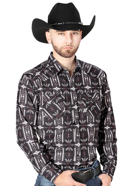 Black Long Sleeve Cowboy Shirt 44205 - BELLEZA'S - Black Long Sleeve Cowboy Shirt 44205 - CABALLERO - 04420501
