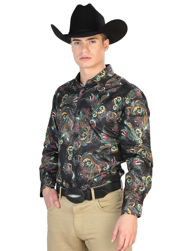 Black Multicolor Casual Long Sleeve Shirt 43800 - BELLEZA'S - Black Multicolor Casual Long Sleeve Shirt 43800 - CABALLERO - 04380001