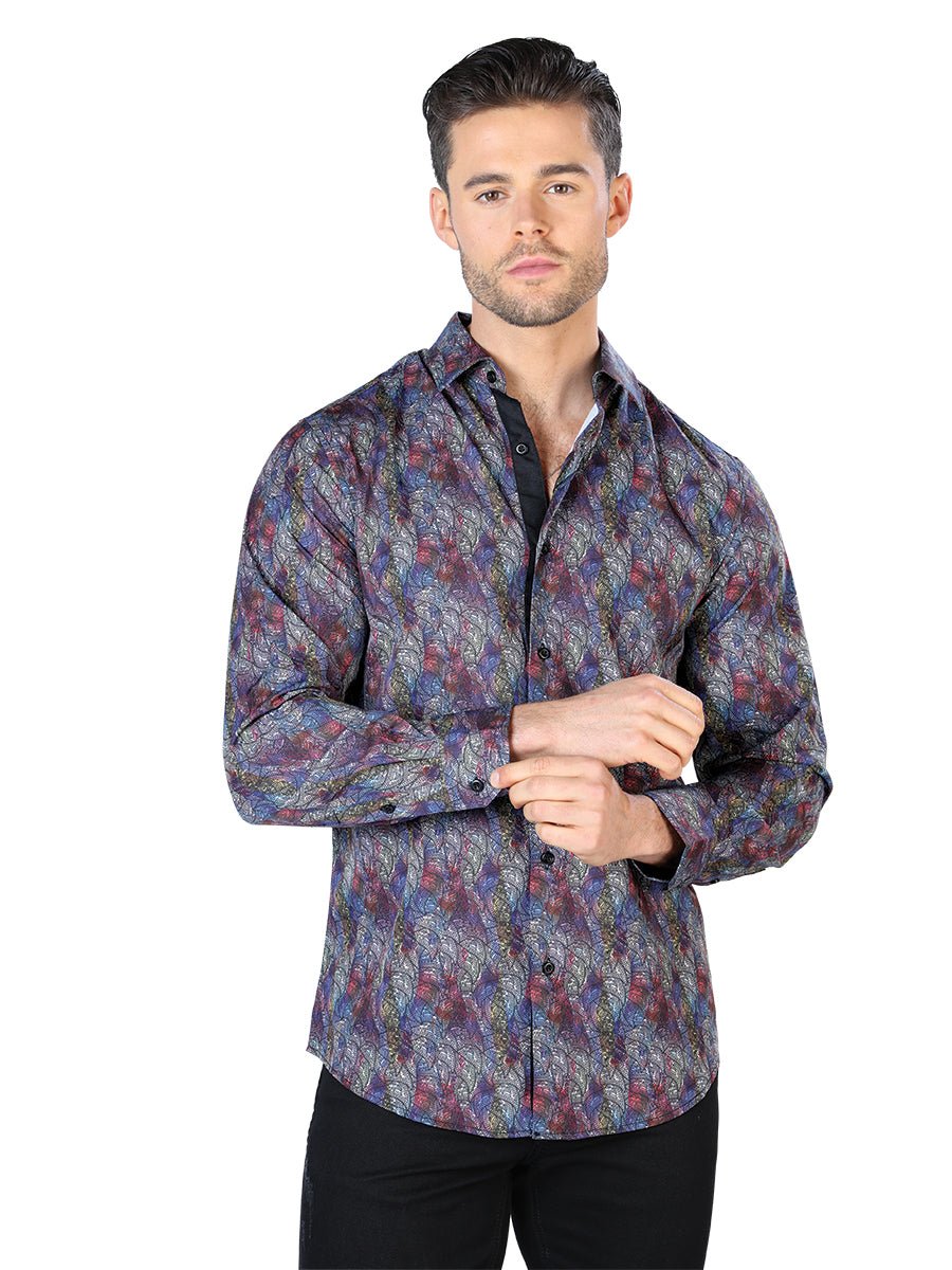 Black Multicolor Long Sleeve Shirt 44044 - BELLEZA'S - Black Multicolor Long Sleeve Shirt 44044 - CABALLERO - 04404401