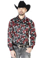 Black With Red Roses Casual Long Sleeve Shirt 43667 - BELLEZA'S - Black With Red Roses Casual Long Sleeve Shirt 43667 - CABALLERO - 04366701