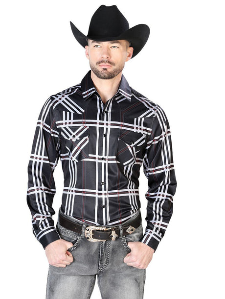 Black With Stripes Casual Long Sleeve Shirt 43927 - BELLEZA'S - Black With Stripes Casual Long Sleeve Shirt 43927 - Men's Shirt - 04392701
