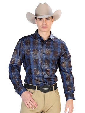 Blue And Black Casual Long Sleeve Shirt 43866 - BELLEZA'S - Blue And Black Casual Long Sleeve Shirt 43866 - CABALLERO - 04386601