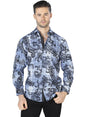 Blue And Black Casual Long Sleeve Shirt 44058 - BELLEZA'S - Blue And Black Casual Long Sleeve Shirt 44058 - CABALLERO - 04405801