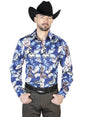 Blue Butterfly Casual Long Sleeve Shirt 43674 - BELLEZA'S - Blue Butterfly Casual Long Sleeve Shirt 43674 - CABALLERO - 04367401