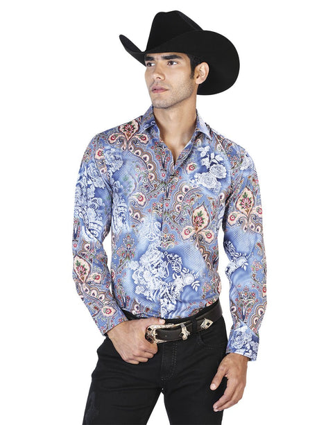 Blue Casual Long Sleeve Shirt 43582 - BELLEZA'S - Blue Casual Long Sleeve Shirt 43582 - CABALLERO - 04358201