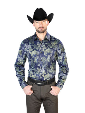 Blue Casual Long Sleeve Shirt 43666 - BELLEZA'S - Blue Casual Long Sleeve Shirt 43666 - CABALLERO - 04366601