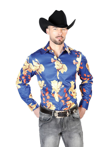 Blue Casual Long Sleeve Shirt 43676 - BELLEZA'S - Blue Casual Long Sleeve Shirt 43676 - CABALLERO - 04367601