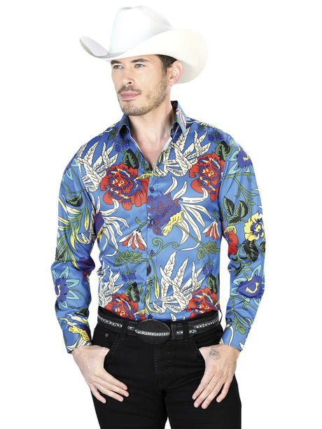 Blue Casual Long Sleeve Shirt 43677 - BELLEZA'S - Blue Casual Long Sleeve Shirt 43677 - CABALLERO - 04367701