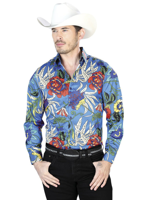 Blue Casual Long Sleeve Shirt 43677 - BELLEZA'S - Blue Casual Long Sleeve Shirt 43677 - CABALLERO - 04367701