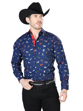 Blue Casual Long Sleeve Shirt 43715 - BELLEZA'S - Blue Casual Long Sleeve Shirt 43715 - CABALLERO - 04371501