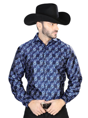 Blue Casual Long Sleeve Shirt 43755 - BELLEZA'S - Blue Casual Long Sleeve Shirt 43755 - CABALLERO - 04375501