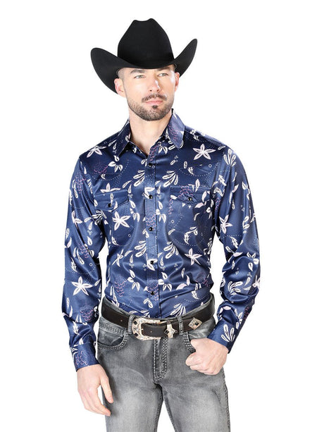 Blue Casual Long Sleeve Shirt 43932 - BELLEZA'S - Blue Casual Long Sleeve Shirt 43932 - CABALLERO - 04393201