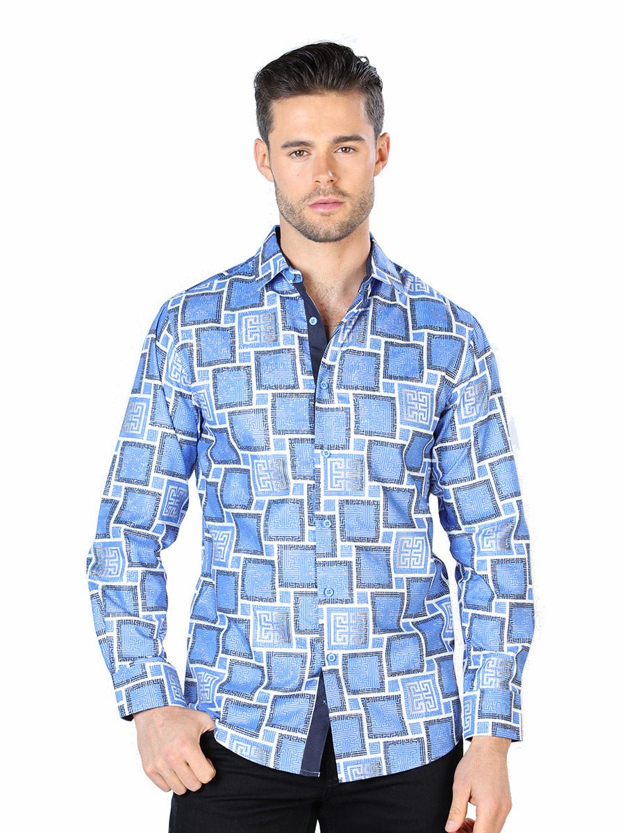 Blue Casual Long Sleeve Shirt 44004 - BELLEZA'S - Blue Casual Long Sleeve Shirt 44004 - CABALLERO - 04400401