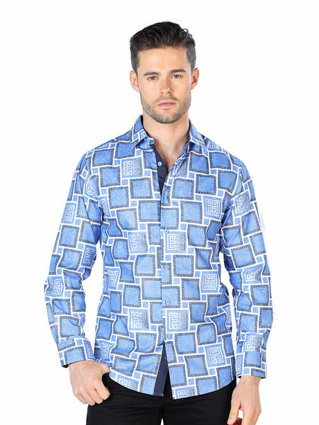 Blue Casual Long Sleeve Shirt 44004 - BELLEZA'S - Blue Casual Long Sleeve Shirt 44004 - CABALLERO - 04400401