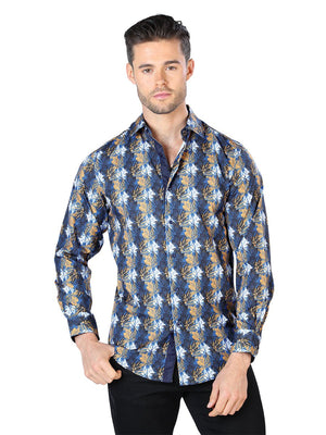 Blue Casual Long Sleeve Shirt 44046 - BELLEZA'S - Blue Casual Long Sleeve Shirt 44046 - CABALLERO - 04404601