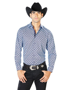 Blue Casual Long Sleeve Western Cowboy Shirt 43544 - BELLEZA'S - Blue Casual Long Sleeve Western Cowboy Shirt 43544 - CABALLERO - 04354401