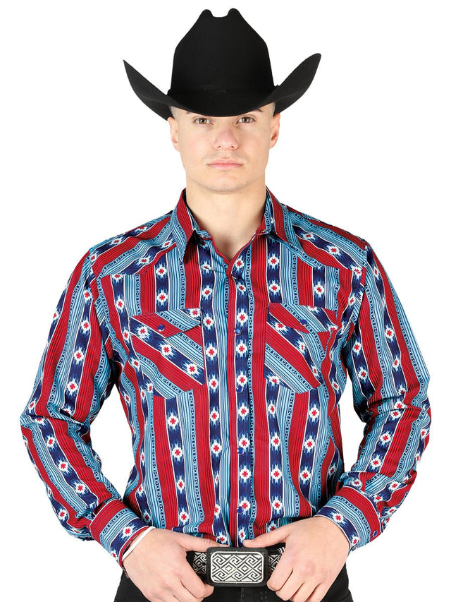 Blue Long Sleeve Cowboy Shirt 44212 - BELLEZA'S - Blue Long Sleeve Cowboy Shirt 44212 - CABALLERO - 04421201
