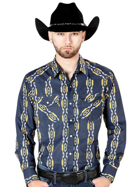 Blue Long Sleeve Cowboy Shirt 44219 - BELLEZA'S - Blue Long Sleeve Cowboy Shirt 44219 - CABALLERO - 04421901