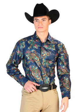 Blue Multicolor Casual Long Sleeve Shirt 43827 - BELLEZA'S - Blue Multicolor Casual Long Sleeve Shirt 43827 - CABALLERO - 04382701