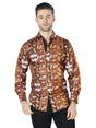 Brown And Gold Casual Long Sleeve Shirt 44024 - BELLEZA'S - Brown And Gold Casual Long Sleeve Shirt 44024 - CABALLERO - 04402401