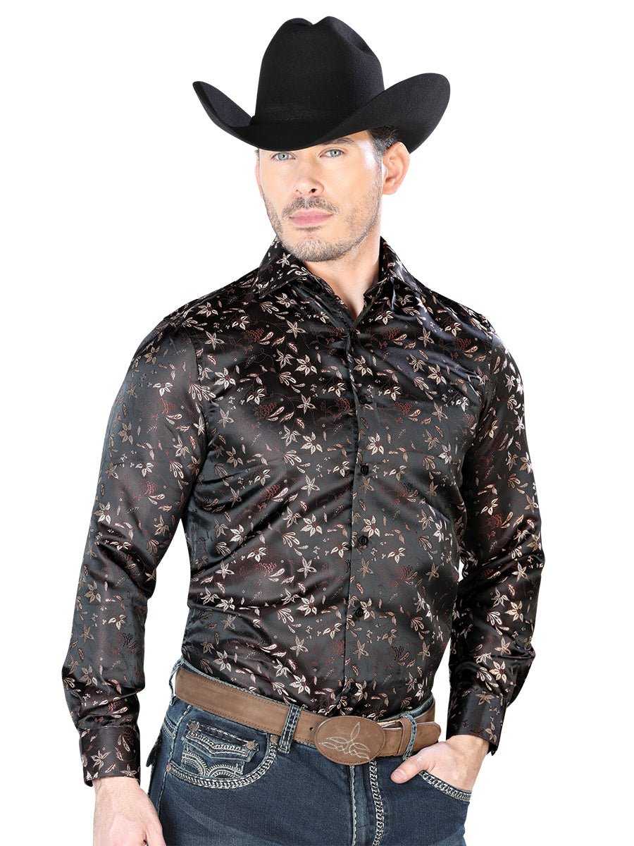 Brown Casual Long Sleeve Shirt 43714 - BELLEZA'S - Brown Casual Long Sleeve Shirt 43714 - CABALLERO - 04371401