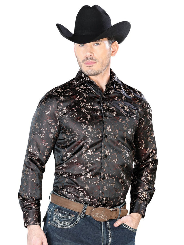Brown Casual Long Sleeve Shirt 43714 - BELLEZA'S - Brown Casual Long Sleeve Shirt 43714 - CABALLERO - 04371401