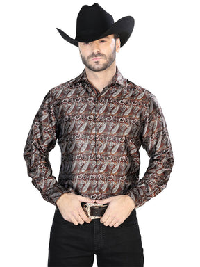 Brown Casual Long Sleeve Shirt 43751 - BELLEZA'S - Brown Casual Long Sleeve Shirt 43751 - CABALLERO - 04375101