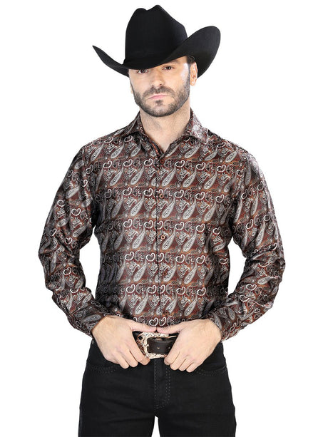 Brown Casual Long Sleeve Shirt 43751 - BELLEZA'S - Brown Casual Long Sleeve Shirt 43751 - CABALLERO - 04375101