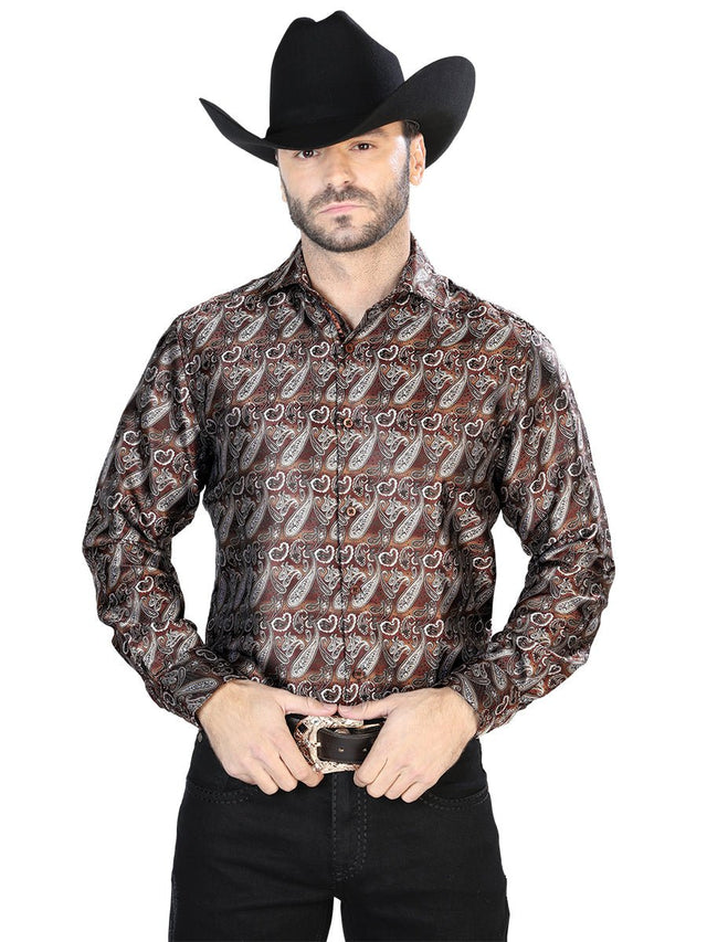 Brown Casual Long Sleeve Shirt 43751 - BELLEZA'S - Brown Casual Long Sleeve Shirt 43751 - CABALLERO - 04375101