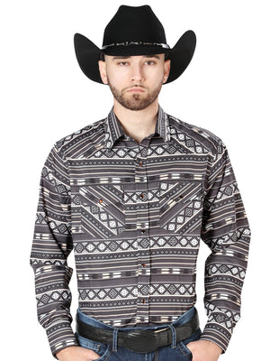 Brown Long Sleeve Cowboy Shirt 44217 - BELLEZA'S - Brown Long Sleeve Cowboy Shirt 44217 - CABALLERO - 04421701