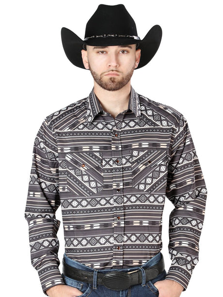 Brown Long Sleeve Cowboy Shirt 44217 - BELLEZA'S - Brown Long Sleeve Cowboy Shirt 44217 - CABALLERO - 04421701