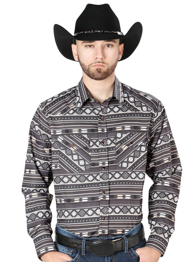 Brown Long Sleeve Cowboy Shirt 44217 - BELLEZA'S - Brown Long Sleeve Cowboy Shirt 44217 - CABALLERO - 04421701