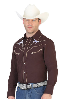 Brown Western Long Sleeve Shirt 123879 - BELLEZA'S - Brown Western Long Sleeve Shirt 123879 - Mens Shirt - 12387901