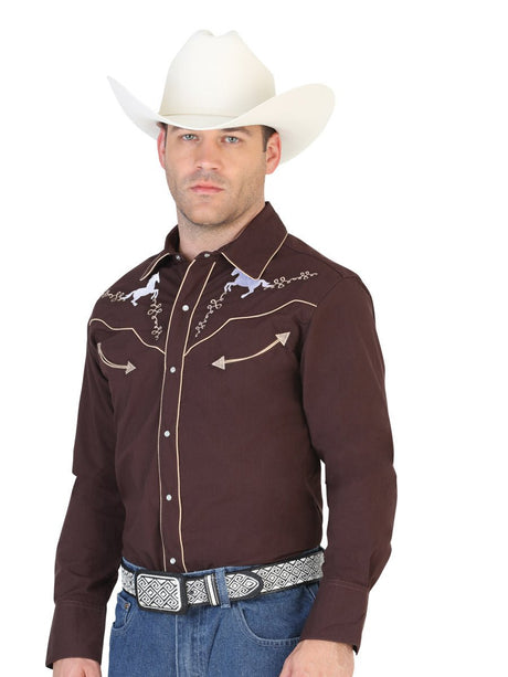 Brown Western Long Sleeve Shirt 123879 - BELLEZA'S - Brown Western Long Sleeve Shirt 123879 - Mens Shirt - 12387901