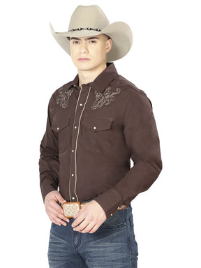 Brown Western Long Sleeve Shirt 42953 - BELLEZA'S - Brown Western Long Sleeve Shirt 42953 - CABALLERO - 04295301