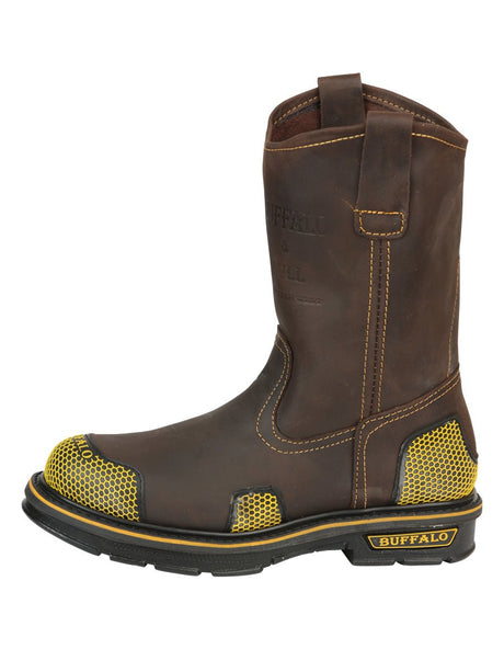 Buffalo & Bull Men’s Work Boots - Brown/Yellow 123031 - BELLEZA'S - Buffalo & Bull Men’s Work Boots - Brown/Yellow 123031 - CABALLERO - 12303101