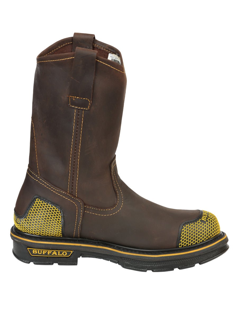 Buffalo & Bull Men’s Work Boots - Brown/Yellow 123031 - BELLEZA'S - Buffalo & Bull Men’s Work Boots - Brown/Yellow 123031 - CABALLERO - 12303101