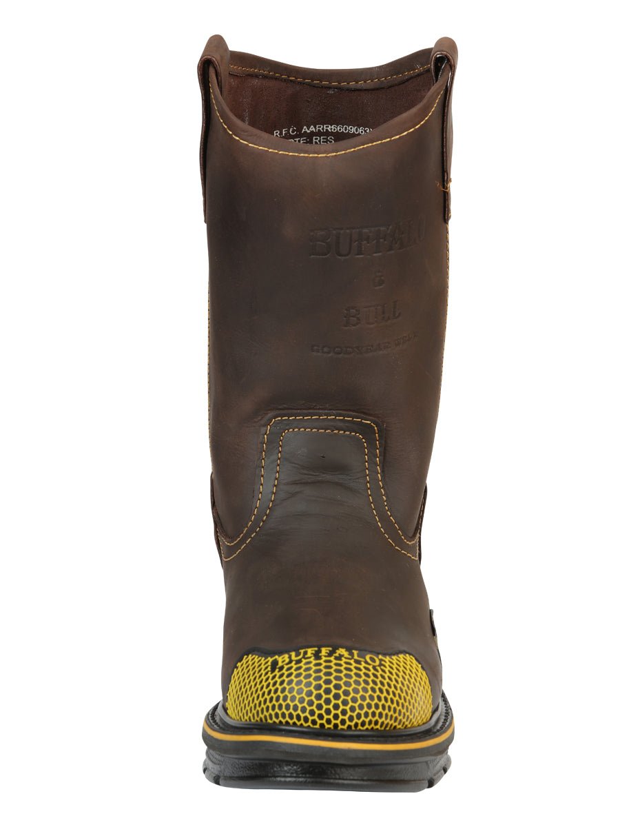 Buffalo & Bull Men’s Work Boots - Brown/Yellow 123031 - BELLEZA'S - Buffalo & Bull Men’s Work Boots - Brown/Yellow 123031 - CABALLERO - 12303101