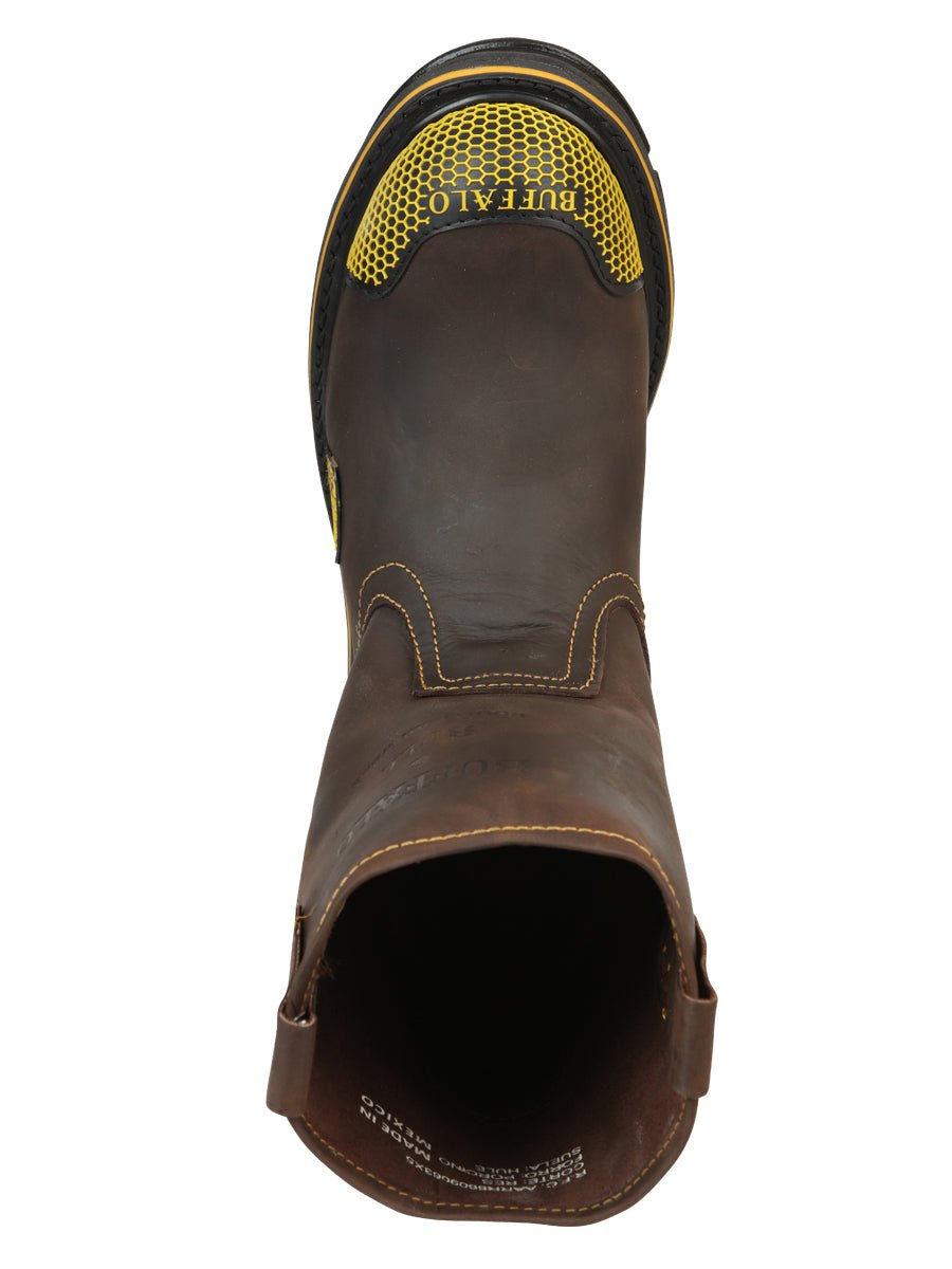 Buffalo & Bull Men’s Work Boots - Brown/Yellow 123031 - BELLEZA'S - Buffalo & Bull Men’s Work Boots - Brown/Yellow 123031 - CABALLERO - 12303101