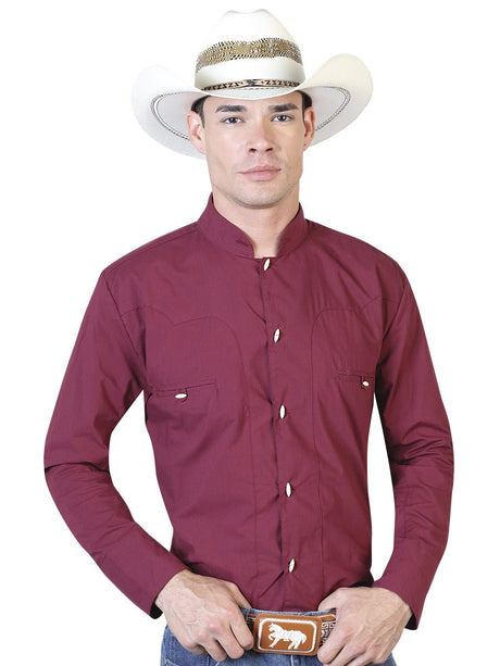 Burgandy Charro Long Sleeve Shirt 124909 - BELLEZA'S - Burgandy Charro Long Sleeve Shirt 124909 - CABALLERO - 12490901
