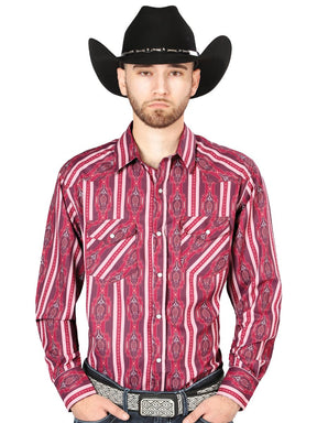 Burgundy Long Sleeve Cowboy Shirt 44221 - BELLEZA'S - Burgundy Long Sleeve Cowboy Shirt 44221 - CABALLERO - 04422101