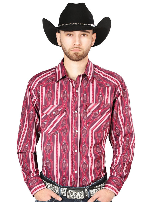 Burgundy Long Sleeve Cowboy Shirt 44221 - BELLEZA'S - Burgundy Long Sleeve Cowboy Shirt 44221 - CABALLERO - 04422101