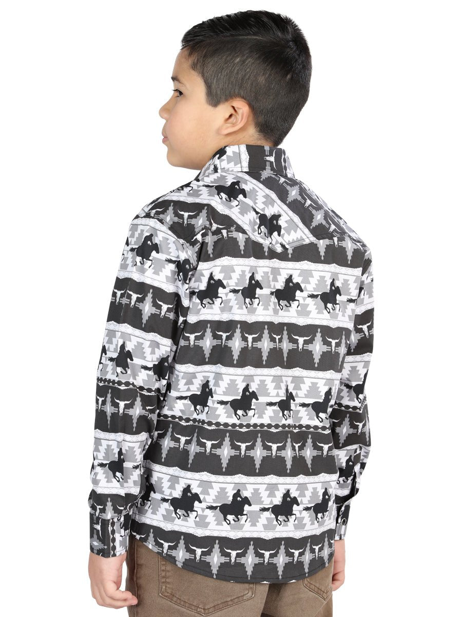 Casual Long - Sleeve Shirt by El General Black 44495 - BELLEZA'S - Casual Long - Sleeve Shirt by El General Black 44495 - NIÑO - 04449501