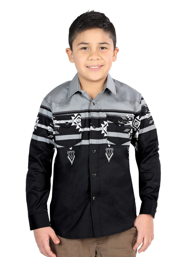 Casual Long - Sleeve Shirt by El General Black/Grey 44467 - BELLEZA'S - Casual Long - Sleeve Shirt by El General Black/Grey 44467 - NIÑO - 04446701