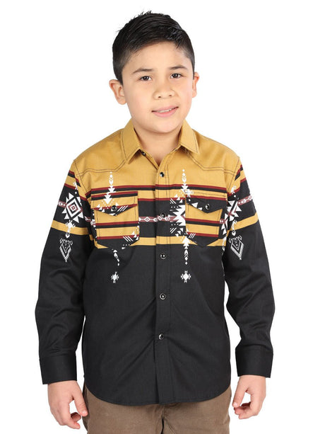 Casual Long - Sleeve Shirt by El General Black/Mustard 44468 - BELLEZA'S - Casual Long - Sleeve Shirt by El General Black/Mustard 44468 - NIÑO - 04446801