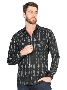 Casual Long - Sleeve Shirt by El General Black/White 44433 - BELLEZA'S - Casual Long - Sleeve Shirt by El General Black/White 44433 - CABALLERO - 04443301