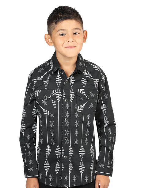Casual Long - Sleeve Shirt by El General Black/White 44439 - BELLEZA'S - Casual Long - Sleeve Shirt by El General Black/White 44439 - NIÑO - 04443901