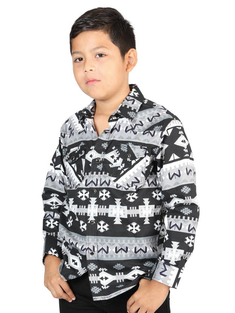 Casual Long - Sleeve Shirt by El General Black/White 44444 - BELLEZA'S - Casual Long - Sleeve Shirt by El General Black/White 44444 - NIÑO - 04444401