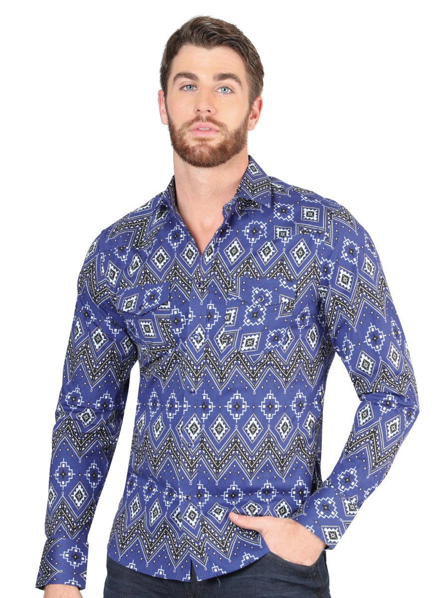 Casual Long - Sleeve Shirt by El General Blue 44429 - BELLEZA'S - Casual Long - Sleeve Shirt by El General Blue 44429 - CABALLERO - 04442901